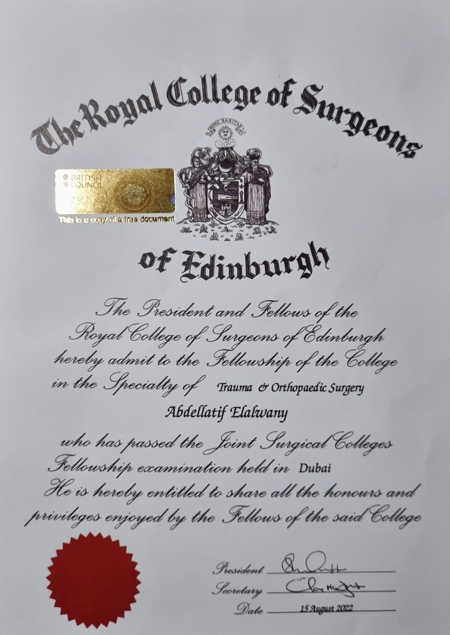 Fellow of Royal College of Surgeon - Edinburgh